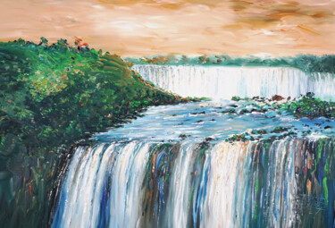 Schilderij getiteld "Awesome Waterfall X…" door Peter Nottrott, Origineel Kunstwerk, Acryl