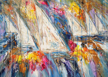 Peinture intitulée "Stormy Sailing Rega…" par Peter Nottrott, Œuvre d'art originale, Acrylique