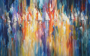 Pittura intitolato "Sail Boats XXXL 1" da Peter Nottrott, Opera d'arte originale, Acrilico