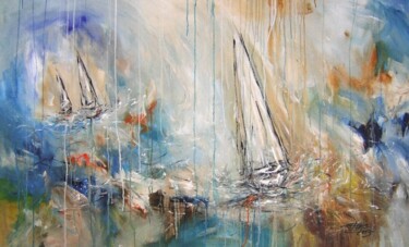 Painting titled "Sailing Impressions…" by Peter Nottrott, Original Artwork, Oil
