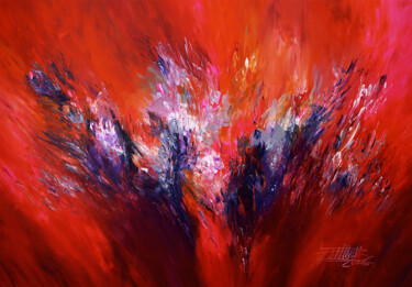 Peinture intitulée "Glowing Magenta XL 1" par Peter Nottrott, Œuvre d'art originale, Acrylique