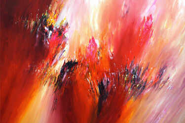 Painting titled "Energetic Red XL 1" by Peter Nottrott, Original Artwork, Acrylic