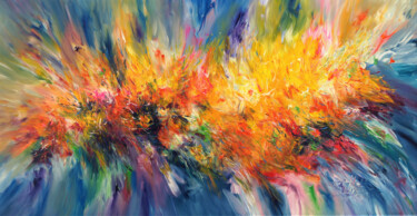 Malerei mit dem Titel "Yellow Cloud L 1" von Peter Nottrott, Original-Kunstwerk, Acryl