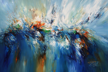 Painting titled "Symphony In Blue XL…" by Peter Nottrott, Original Artwork, Acrylic