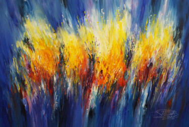 Malarstwo zatytułowany „Firework Blue XL 2” autorstwa Peter Nottrott, Oryginalna praca, Akryl