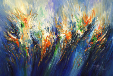 Painting titled "Symphony In Blue XL…" by Peter Nottrott, Original Artwork, Acrylic