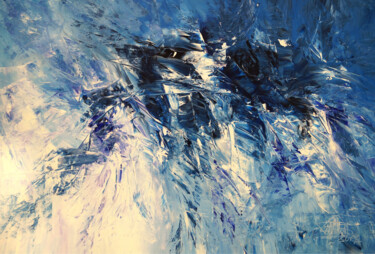 Painting titled "Deep Cyan Blue XL 1" by Peter Nottrott, Original Artwork, Acrylic