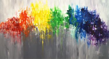 Pintura intitulada "Like A Rainbow L 3" por Peter Nottrott, Obras de arte originais, Acrílico