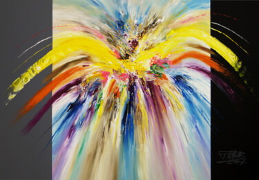 Malerei mit dem Titel "Yellow Wings M 1" von Peter Nottrott, Original-Kunstwerk, Acryl
