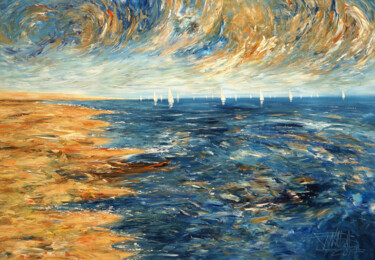 Pintura intitulada "Seaside Impression…" por Peter Nottrott, Obras de arte originais, Acrílico