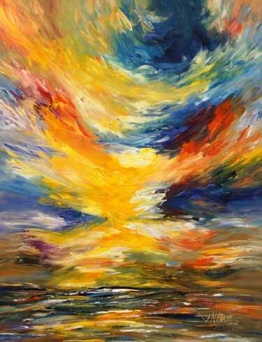 Ζωγραφική με τίτλο "Seascape Sunset L 1" από Peter Nottrott, Αυθεντικά έργα τέχνης, Ακρυλικό