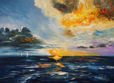 Pittura intitolato "Beautiful Seascape…" da Peter Nottrott, Opera d'arte originale, Acrilico