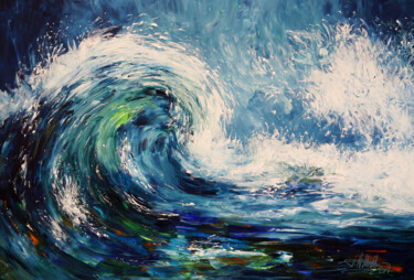 Painting titled "Wave XL 1" by Peter Nottrott, Original Artwork, Acrylic