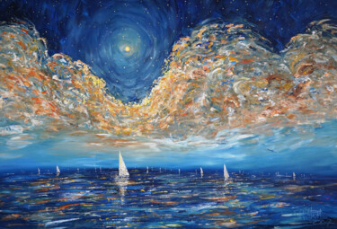 Malerei mit dem Titel "Early Moonlight Sai…" von Peter Nottrott, Original-Kunstwerk, Acryl