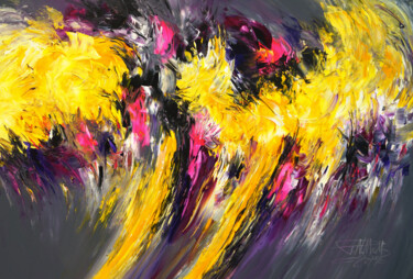 Painting titled "Composition Yellow…" by Peter Nottrott, Original Artwork, Acrylic