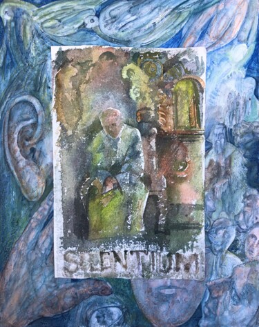 Schilderij getiteld "Silentium" door Peter Otlan, Origineel Kunstwerk, Aquarel