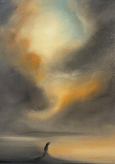 Painting titled "Ancient Light II" by Peter Pitout, Original Artwork, Oil Mounted on Cardboard
