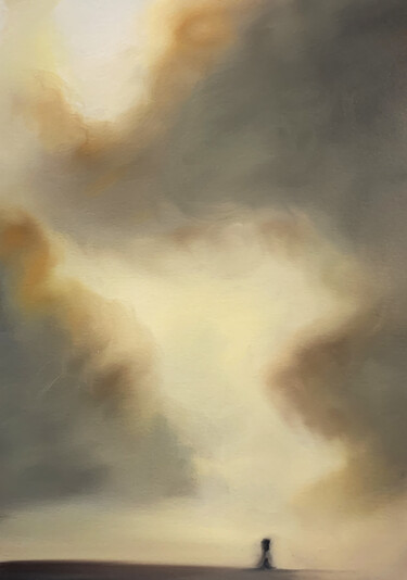 Painting titled "Ancient Light III" by Peter Pitout, Original Artwork, Oil Mounted on Cardboard