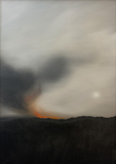 Painting titled "Distant Fires III" by Peter Pitout, Original Artwork, Oil