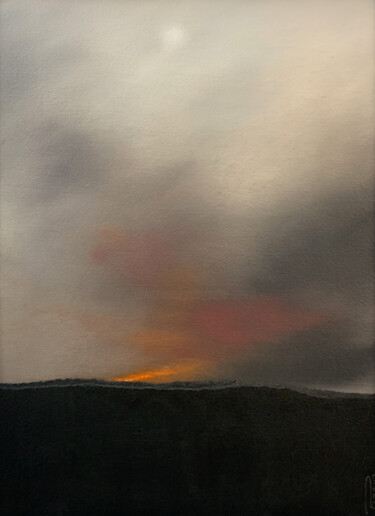 Painting titled "Distant Fires V" by Peter Pitout, Original Artwork, Oil