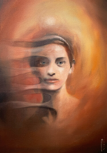 Painting titled "Temporality" by Peter Pitout, Original Artwork, Oil Mounted on Cardboard