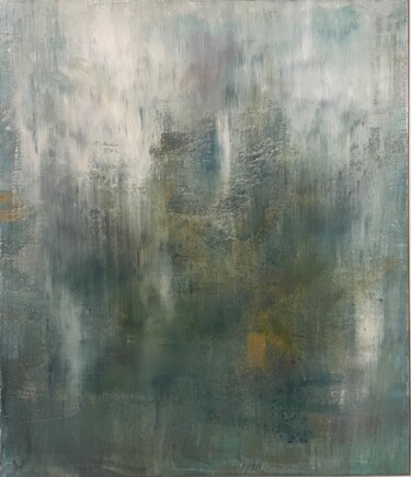 Schilderij getiteld "Mountain Mists" door Peter Ren, Origineel Kunstwerk, Acryl Gemonteerd op Frame voor houten brancard