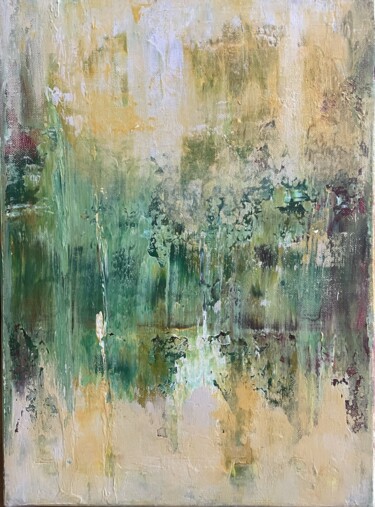 Schilderij getiteld "Green Essence" door Peter Ren, Origineel Kunstwerk, Acryl Gemonteerd op Frame voor houten brancard