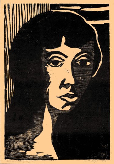 Profile of a Woman Gravures & estampes intitulée "Profile of a Woman" par Peter Royen, Œuvre d'art originale, Xylographie