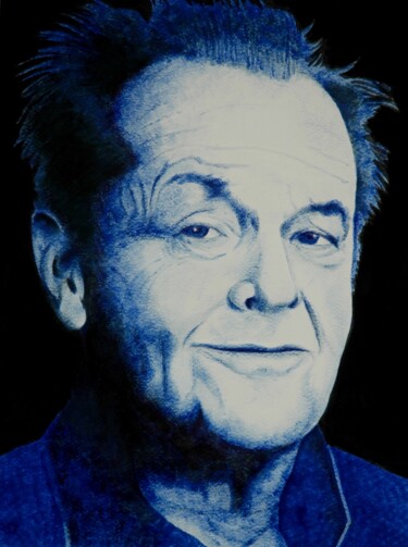 Drawing titled "Jack Nicholson" by Peter Seminck, Original Artwork, Ink