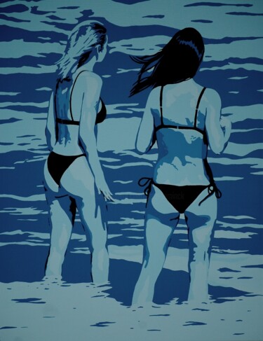 Painting titled "Two women in the su…" by Peter Seminck, Original Artwork, Acrylic