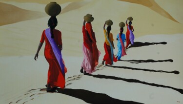Pittura intitolato "Desert Colours" da Peter Seminck, Opera d'arte originale, Olio