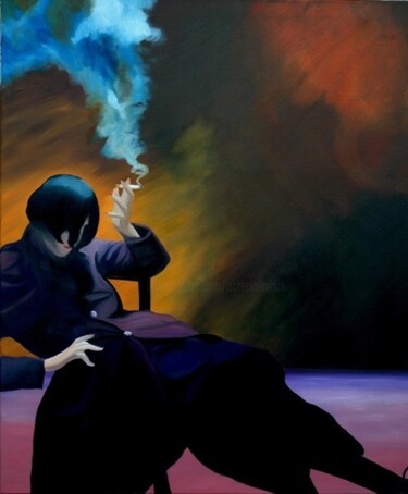 Painting titled "Smoking Purple" by Peter Seminck, Original Artwork, Oil