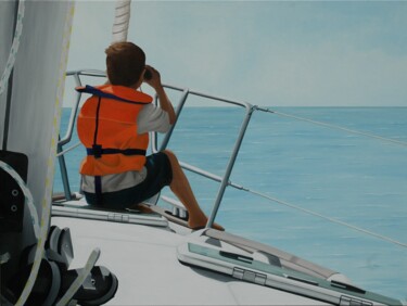 Malerei mit dem Titel "Skipper to be" von Peter Seminck, Original-Kunstwerk, Öl