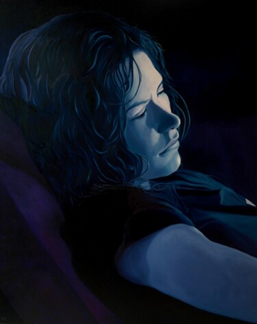 Pittura intitolato "Relax in Blue" da Peter Seminck, Opera d'arte originale, Olio