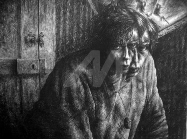 Le miroir brisé - The broken mirror Dessin intitulée "Le miroir brisé - T…" par Peter Soyman, Œuvre d'art originale, Crayon