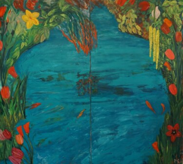 Malerei mit dem Titel "Jolie-Jardin" von Peter Stutz, Original-Kunstwerk, Öl