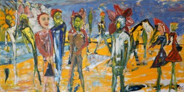 Painting titled "spring-party-on-ice…" by Peter Stutz, Original Artwork, Oil