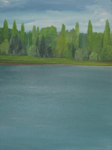 Painting titled "Serenity at the Cit…" by Peter Stutz, Original Artwork, Oil