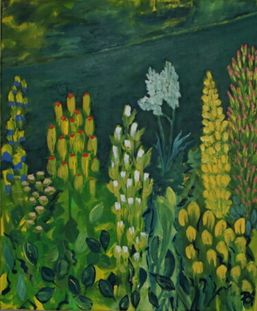 Painting titled "Flowers-in-silence" by Peter Stutz, Original Artwork, Oil