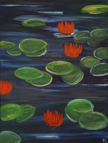 Peinture intitulée "Asian-Lilies" par Peter Stutz, Œuvre d'art originale, Huile