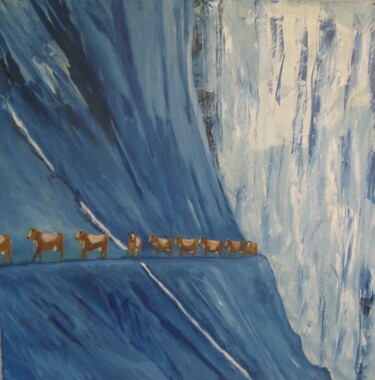 Malerei mit dem Titel "Alp-Aufzug.jpg" von Peter Stutz, Original-Kunstwerk, Öl