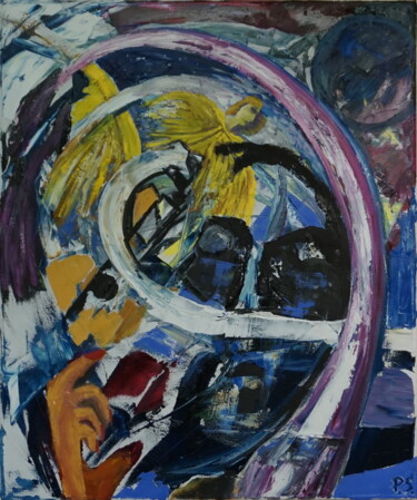 Schilderij getiteld "Spinning-Mind" door Peter Stutz, Origineel Kunstwerk, Olie