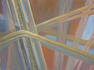 Malerei mit dem Titel "Glas-Elevator refle…" von Peter Stutz, Original-Kunstwerk, Öl