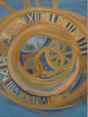 Ζωγραφική με τίτλο "Cosmic-Clock 2" από Peter Stutz, Αυθεντικά έργα τέχνης, Λάδι