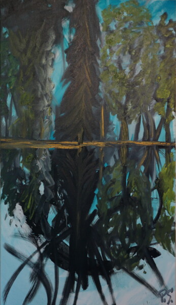 Painting titled "Reflection-of-const…" by Peter Stutz, Original Artwork, Oil