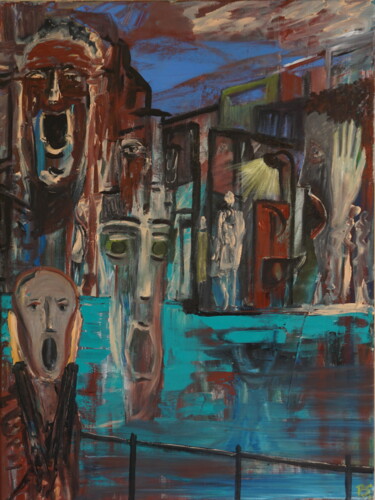 Malerei mit dem Titel "The-Scream" von Peter Stutz, Original-Kunstwerk, Öl