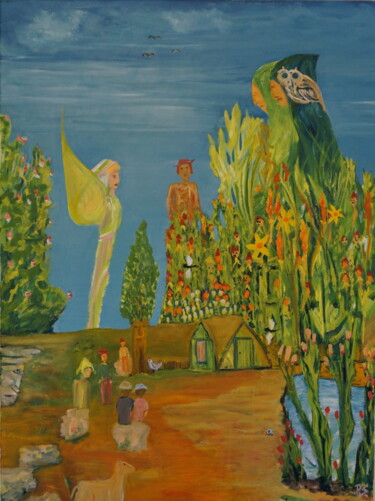 Malerei mit dem Titel "Spring Party 19" von Peter Stutz, Original-Kunstwerk, Öl