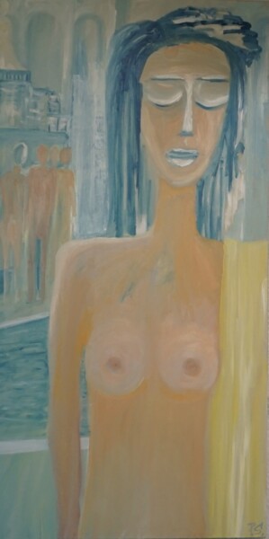 Painting titled "Jeune Femme" by Peter Stutz, Original Artwork, Oil