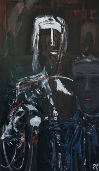 Peinture intitulée "David and Goliath" par Peter Stutz, Œuvre d'art originale, Huile