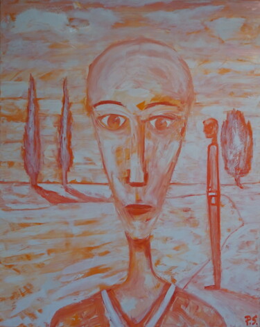 Painting titled "Isolation" by Peter Stutz, Original Artwork, Oil Mounted on Wood Stretcher frame